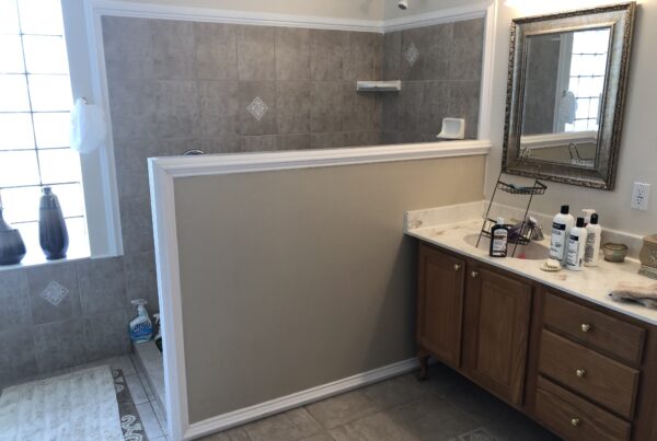 Halfwall Bathroom Remodel After